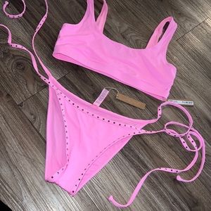 SKIMS pink bling swim set